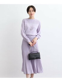 【SALE／52%OFF】【洗える/ウエストゴム】フィット&フレア ニットワンピース INDIVI インディヴィ ワンピース・ドレス その他のワンピース・ドレス ホワイト ピンク パープル ブルー【RBA_E】【送料無料】[Rakuten Fashion]