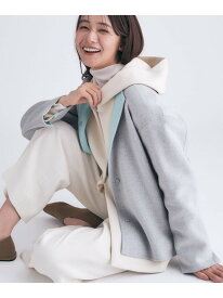 【SALE／40%OFF】【配色デザイン/ショート丈】ウールリバー ノーカラーコート INDIVI インディヴィ ジャケット・アウター その他のジャケット・アウター グレー ネイビー【RBA_E】【送料無料】[Rakuten Fashion]