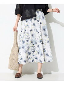 【洗える/SETUP可能】アートフラワープリントスカート INDIVI インディヴィ スカート ロング・マキシスカート ブルー ブラック【送料無料】[Rakuten Fashion]
