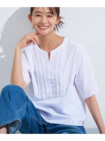 【SALE／52%OFF】【洗える】胸元タックフリルブラウス INDIVI インディヴィ トップス シャツ・ブラウス ホワイト ブラック グレー ブルー【RBA_E】【送料無料】[Rakuten Fashion]