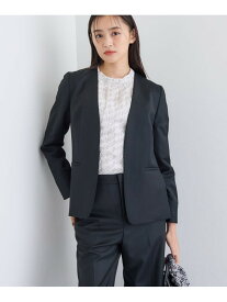 【日本製/スーツ/通勤】シルクウールストレッチ ノーカラージャケット INDIVI インディヴィ スーツ・フォーマル セットアップスーツ ネイビー グレー【送料無料】[Rakuten Fashion]