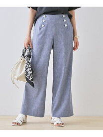 【SALE／50%OFF】【デニムライク】マリンボタン リネン混ワイドパンツ INDIVI インディヴィ パンツ その他のパンツ ブルー ネイビー【RBA_E】【送料無料】[Rakuten Fashion]