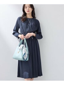 【洗える/セレモニー】ギャザーフレアワンピース INDIVI インディヴィ ワンピース・ドレス その他のワンピース・ドレス ネイビー グレー【送料無料】[Rakuten Fashion]