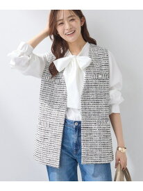 【SALE／20%OFF】【2点セット/洗える/セレモニー】ツイードジレ&ボウタイブラウス INDIVI インディヴィ トップス アンサンブル ブルー ネイビー ホワイト【RBA_E】【送料無料】[Rakuten Fashion]