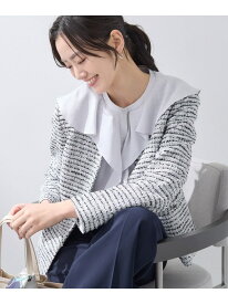 【SALE／10%OFF】【セレモニー/洗える】ミックスツイードライトジャケット INDIVI インディヴィ ジャケット・アウター ノーカラージャケット ホワイト ネイビー ブルー【RBA_E】【送料無料】[Rakuten Fashion]