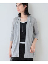【SALE／37%OFF】【洗える/シアーストライプ柄】着流しジャージカーディガン INDIVI インディヴィ トップス カーディガン グレー ホワイト ブルー ブラック【RBA_E】【送料無料】[Rakuten Fashion]