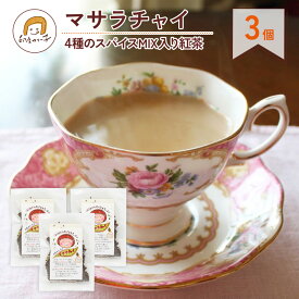 【送料無料】印度カリー子 の マサラチャイ レシピ付き 4種のスパイス入り紅茶 1〜2杯分 × 3袋入 | 初心者OK おうちで本格 インド料理 簡単 無添加 使い切りキット