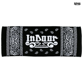 【メール便対応】INDOOR ORIGINAL FACE TOWEL【BLACK】(INDOOR ORIGINAL インドア オリジナル 通販 ロゴ タオル フェイスタオル ブラック 黒 ペイズリー バンダナ BANDANA PAISLEY)