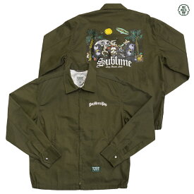 【PRICE DOWN 40%★送料無料★ラスト1点】POT MEETS POP × SUBLIME SOUNDCHECK JAM SOUVENIR JACKET【OLIVE】(L・XL)(通販 メンズ 大きいサイズ スーベニアジャケット ジャケット 長袖 アウター サブライム)