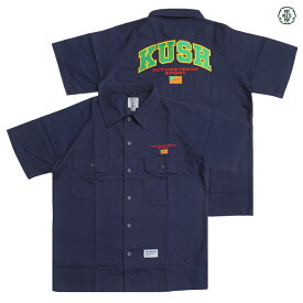 【売りつくし30%★送料無料】POT MEETS POP KUSH FATIGUE S/S SHIRTS【NAVY】(L・XL)(通販 メンズ 大きいサイズ 半袖 シャツ ボタンシャツ ショートスリーブ)