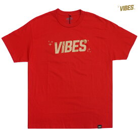 【送料無料★ラスト1点】VIBES CLOTHING LOGO Tシャツ【RED×GOLD】(M・L・XL・2XL)(バイブスペーパー 通販 メンズ 大きいサイズ 半袖 ショートスリーブ ロゴ プリント)