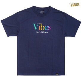 【送料無料★ラスト1点】VIBES CLOTHING ROLL DIFFERENT Tシャツ【NAVY】(M・L・XL・2XL)(バイブスペーパー 通販 メンズ 大きいサイズ 半袖 ショートスリーブ ロゴ プリント)