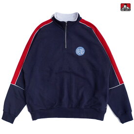 【送料無料】BEN DAVIS BD TRAINERS HALF ZIP SWEAT【NAVY】(M・L・XL)(ベンデイビス 通販 メンズ 大きいサイズ ハーフジップ スウェット トレーナー 長袖 ロングスリーブ)