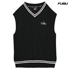 【送料無料】FUBU KNIT VEST【BLACK】(M・L・XL・2XL)(フブ 通販 メンズ 大きいサイズ セーター ニット ベスト ロゴ FAM-41702)