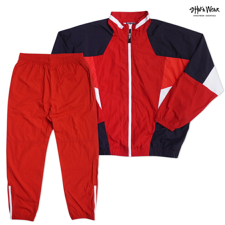 楽天市場】【送料無料】SHAKA WEAR NYLON TRACK SET UP【RED】(M・L  