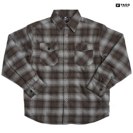 【送料無料】YAGO FLANNEL QUILTING JACKET【GRAY×BROWN】(M・L・XL・2XL)(ヤゴ 通販 メンズ 大きいサイズ ジャケット アウター チェック 柄 シャツジャケット キルティングジャケット)