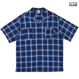 【送料無料】PRO CLUB OMBRE CHECKER SHIRTS【NAVY】(M・L・XL・2XL)(プロクラブ 通販 大きいサイズ シャツ チェックシャツ チェッカーシャツ 半袖 ショートスリーブ オープンシャツ OPEN SHIRTS)