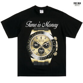 【送料無料】STREETWEAR SUPPLY TIME IS MONEY Tシャツ【BLACK】(M・L・XL・2XL・3XL)(通販 メンズ 大きいサイズ ヘビーウエイト 半袖 T-SHIRTS プリント ストリート ブラック 黒 HIPHOP ヒップホップ)