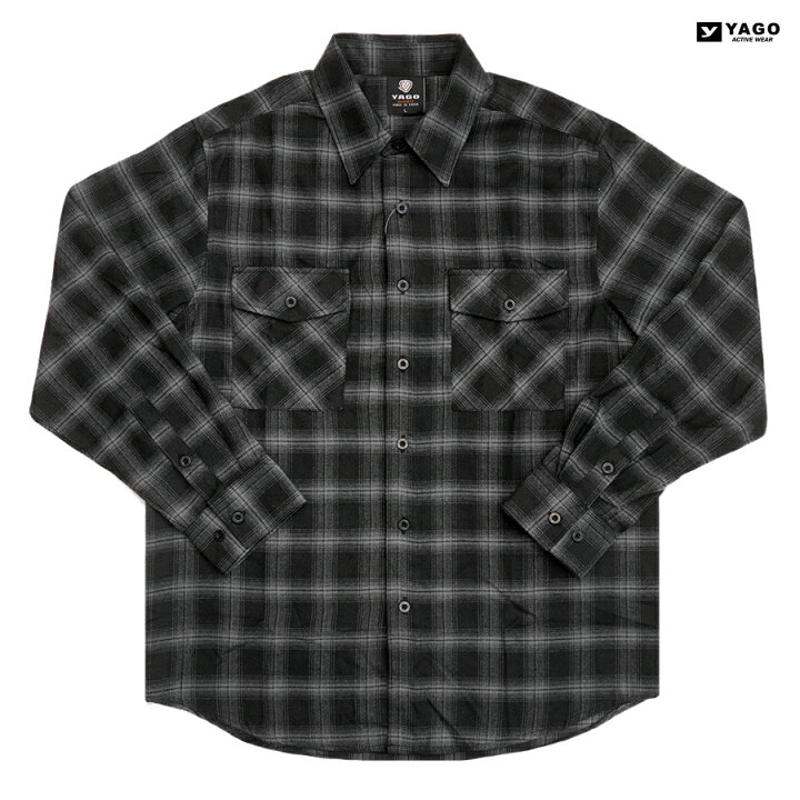 楽天市場】【送料無料】YAGO FLANNEL L/S SHIRTS【BLACK×GRAY】(M・L 