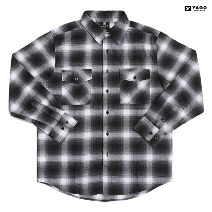 楽天市場】【送料無料】YAGO FLANNEL L/S SHIRTS【BLACK×WHITE】(M・L 