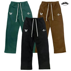 �y���������zCHILLIN NY BUTTERFLY SWEAT PANTS�yBLACK/GREEN/BROWN�z(S�EM�EL�EXL)(�`���� �ʔ� �� �傫���T�C�Y �X�E�F�b�g�p���c �����O�p���c �p���c �{�g���X)