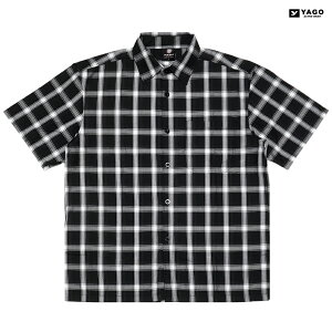 �ySPECIAL PRICE�����������zYAGO S/S OPEN SHIRTS�yBLACK×WHITE�z(M�EL�EXL�E2XL)(���S �ʔ� �����Y �傫���T�C�Y �`�F�b�N�V���c �{�^���V���c ���� �V���[�g�X���[�u)