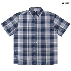 �ySPECIAL PRICE�����������zYAGO S/S OPEN SHIRTS�yNAVY×GRAY�z(M�EL�EXL�E2XL)(���S �ʔ� �����Y �傫���T�C�Y �`�F�b�N�V���c �{�^���V���c ���� �V���[�g�X���[�u)