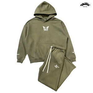 �y���������zCHILLIN NY BUTTERFLY SWEAT SETUP�yMOSS GREEN�z(L�EXL)(�`���� �ʔ� �� �傫���T�C�Y �Z�b�g�A�b�v �㉺�Z�b�g �p�[�J�[ �X�E�F�b�g �t�[�h �t�[�f�B�[ �X�E�F�b�g�p���c �w�r�[�E�F�C�g ��