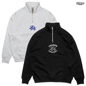 �y���������zINDOOR ORIGINAL HALF ZIP SWEAT�yBLACK/ASH GRAY�z(L�EXL)(�C���h�A �I���W�i�� �ʔ� �� �����Y �傫���T�C�Y �n�[�t�W�b�v �X�E�F�b�g �g���[�i�[ �w�r�[�E�G�C�g ���� HIP HOP �q�b�v�z�b�v ��