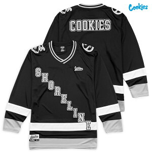 �y���������zCOOKIES × SHORELINE MAFIA THIN ICE HEAVY MESH HOCKEY JERSEY�yBLACK�z(M�EL�EXL�E2XL)(�N�b�L�[�Y �V���A���C�� �}�t�B�A �A�p���� �� �ʔ� �����Y �傫���T�C�Y �z�b�P�[�W���[�W ���� �����O�X��
