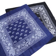 【メール便対応】PAISLEY BANDANA【BLACK/NAVY/RED】(通販 バンダナ 大判 ペイズリー 柄 ブラック 黒 ネ…
