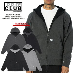 �y���������zPRO CLUB HEAVYWEIGHT BASIC REVERSIBLE THERMAL ZIP UP HOODIE�yBLACK×GRAY/CHACOAL×BLACK�z(M�EL�EXL�E2XL)(�v���N���u �ʔ� �����Y �傫���T�C�Y �p�[�J�[ �X�E�F�b�g �W�b�v�A�b�v �t�[�f�B�[ �w�r�[�E
