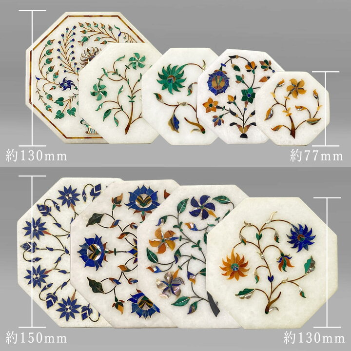 楽天市場】InDream 大理石 象嵌細工 一点もの 130×130mm 八角形 