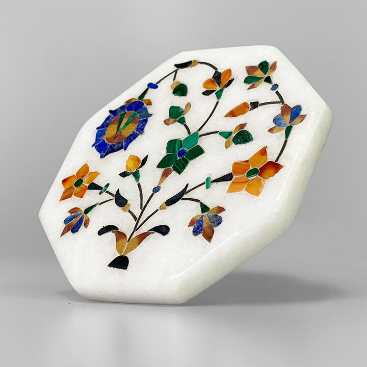 楽天市場】InDream 大理石 象嵌細工 一点もの 90×90mm 八角形プレート  