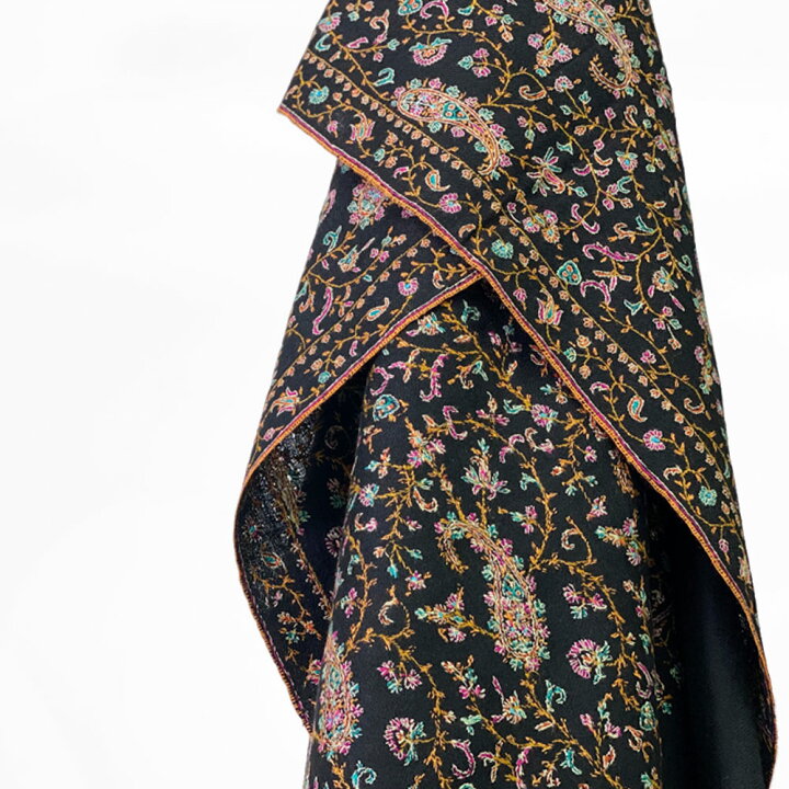 楽天市場】InDream パシュミナ 刺繍 ショール ［100cmx200cm］ 黒  