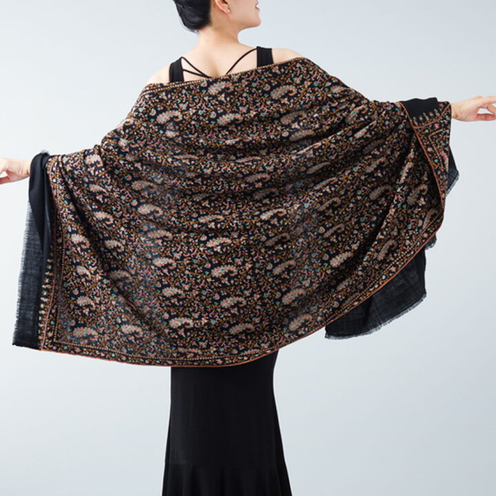 楽天市場】InDream パシュミナ 刺繍 ショール ［100cmx200cm］ 黒  