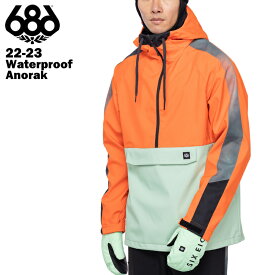 【40%OFF】686 SIX EIGHT SIX シックスエイトシックス Waterproof Anorak - Fluro Orange Colorblock 22-23 メンズ スノーボード スキー ウエア ジャケット アノラック