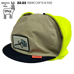 KM4K カモシカ KM4K CAP 9 HI FIVE - LIGHT BEIGE/NAVY 22-23 カモシカキャップ9 スキー スノーボード イヤーフラップキャップ