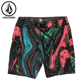 【20％OFF】VOLCOM ボルコム PSYCHE MARBLE MOD-TECH TRUNKS - BLACK メンズ サーフパンツ ボードショーツ 水着 海 プール 柄 A0822305