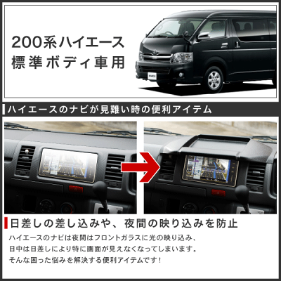 【送料無料】200系ハイエースナビバイザー【標準ボディ用】カーナビの日差し対策/映り込み防止/純正風シボ柄/トレイ付き【あす楽対応_近畿】【60%OFF】【RCP】
