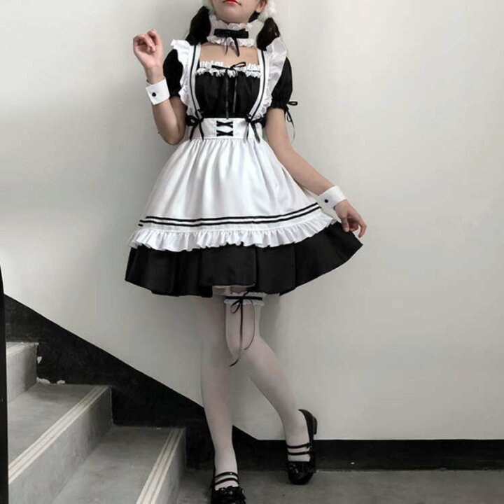 楽天市場】 半袖 ワンピース メイド服 女の子 8点セット 送料無料 