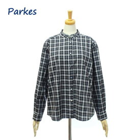 パークス PN2533004 40/-ブロード スタンドフリル ドロップショルダーシャツ ブラウス 長袖 レディース Parkes [メール便可]