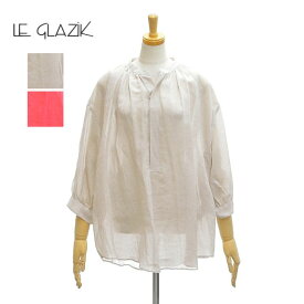 [メール便可] ル グラジック LG-B0048RAT 160'sラミー ギャザーネックシャツ 7分袖ブラウス レディース Le glazik