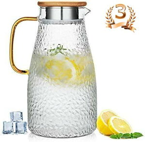ガラスポット 耐熱直火可 大容量 2000ml ガラスピッチャー リットル 麦茶 アイスティー 花茶 ティーポット 冷水筒 冷水ポット 耐熱ガラス 2リットル 直火電気ケトル対応 ホウケイ酸ガラス ピ