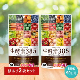 【訳あり53%OFF】2袋セット 生酵素385 サプリメント 大容量 180粒 (90日分) 酵素 サプリ 植物発酵エキス CoQ10 香酢 乳酸菌 コエンザイム ダイエットサプリ アウトレット