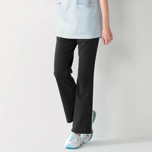 裏綿混ストレッチスマホポケット付美脚パンツナース服 ナースウェア 黒 レディース 女性 白衣 パンツ 医療用 クリニック 歯科医 エステ 介護士 ユニフォーム アンファミエ