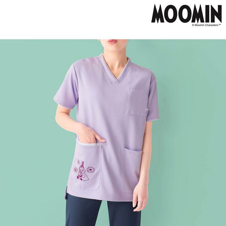 楽天市場 ムーミン ポケット刺繍配色ストレッチスクラブミィ かわいい ナース服 ナースウェア レディース 女性 スクラブ 白衣 楽 医療用 クリニック 歯科医 エステ 介護士 ユニフォーム アンファミエ ナース通販アンファミエ楽天市場店