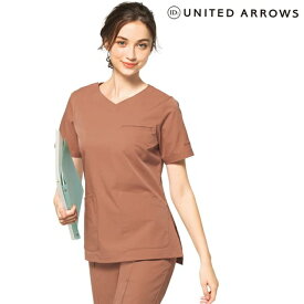 全品ポイント5倍 4/24 20:00-4/25 23:59■[UNITED ARROWS]ウィメンズストレッチスクラブ トップスクラブ 白衣 医療 ナース ナース服 ナースウェア 可愛い レディース エステ ユニフォーム 看護師 歯科医 クリニック アンファミエ