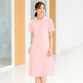 ソフトピケ綿混トリコット ラウンドカラーパイピングワンピースナース服 ナースウェア レディース 女性 白衣 ワンピース 医療用 クリニック 歯科医 介護士 ユニフォーム アンファミエ