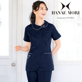 [ハナエモリ]アシンメトリーパイピングカラージャケットナース服 ナースウェア レディース 女性 白衣 医療用 クリニック 歯科医 エステ 介護士 ユニフォーム アンファミエ
